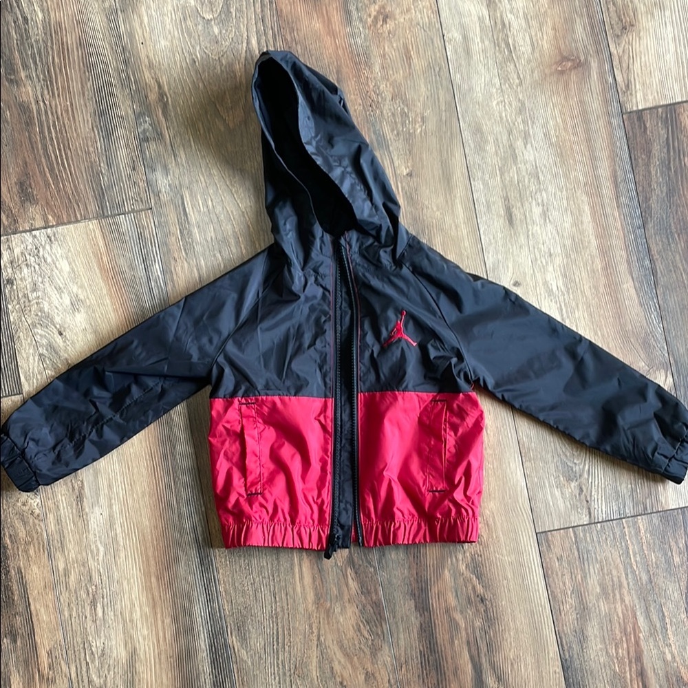 Kids Jordan Black and Red Hooded Jacket, Size 2t